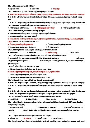 Đề cương ôn thi môn Lịch sử Lớp 4 (Có đáp án)
